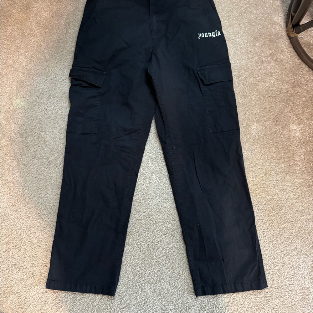 YoungLA Black Cargo Pants with Sturdy Design